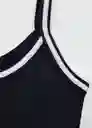 Top Ravioli Navy Talla M Mujer Mango