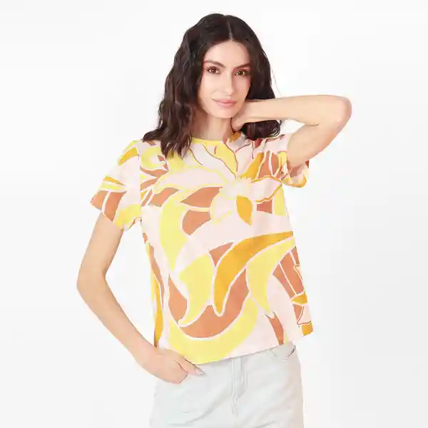 Camiseta Cuello Redondo Manga Corta Multicolor Talla S 688055