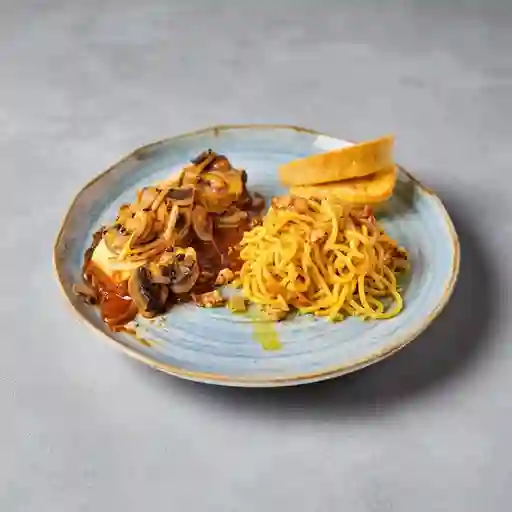 Lomo Leñador y Pasta Carbonara