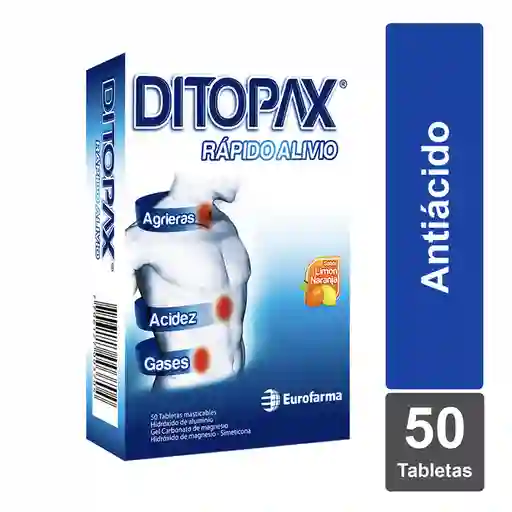 Ditopax Antiácido Sabor Limón Naranja (282 mg/ 85 mg/ 25 mg)