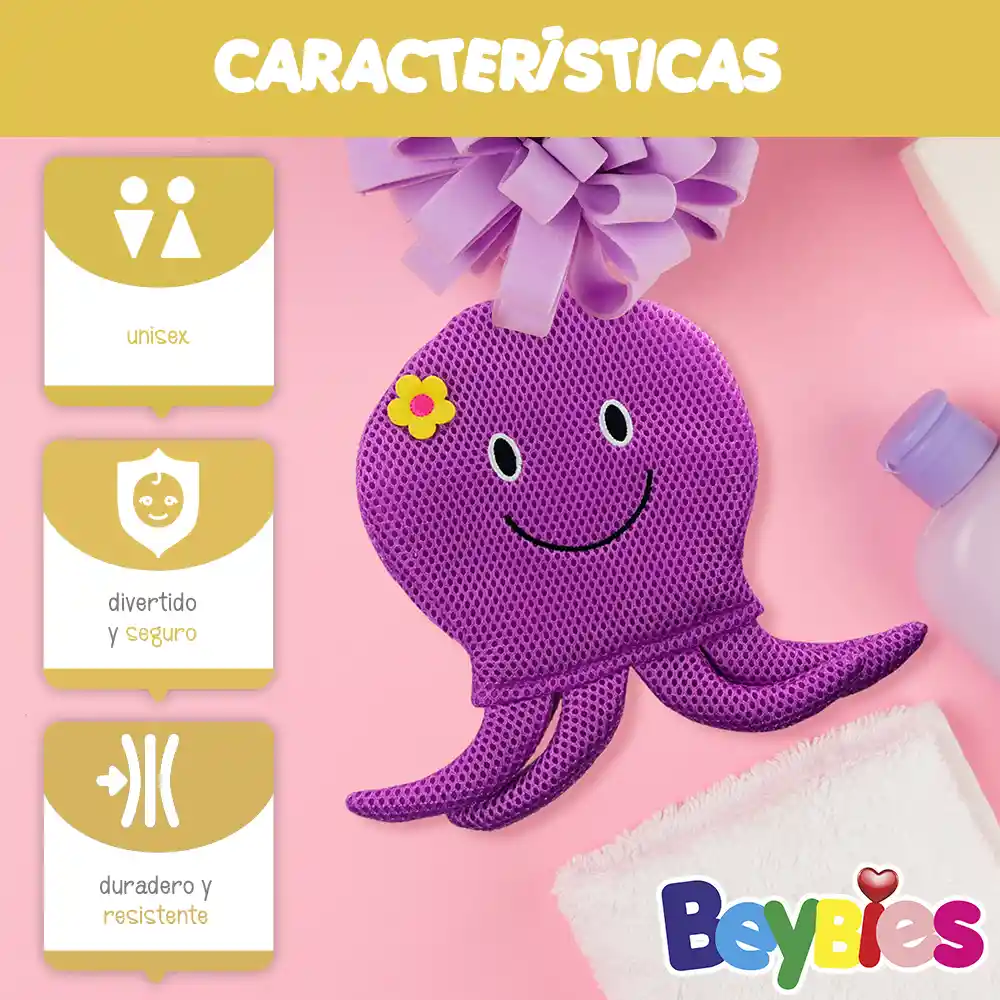 Beybies Guante Esponja Baño Bebé Pulpo
