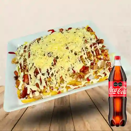Combo 1/2 Salchipapas Pikapiedra +Cocacola Orig 1.5l
