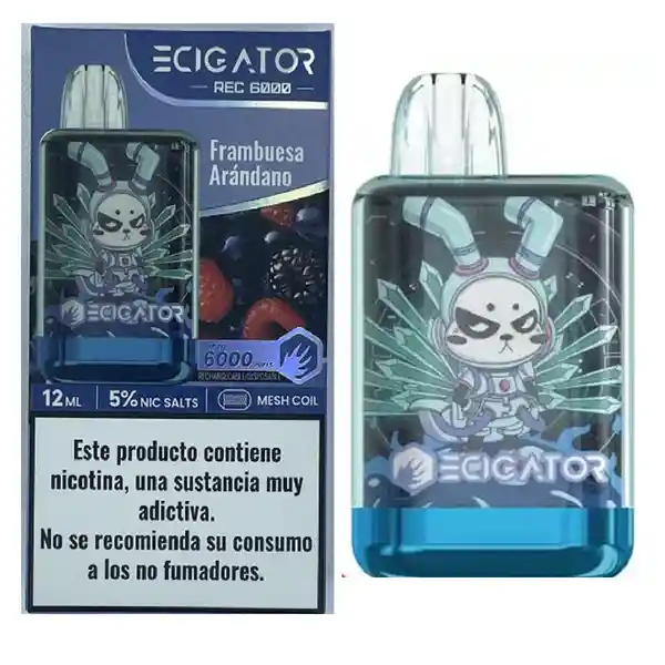 Ecigator Vapeador Frambuesa Arándano 6000 Puffs 5%