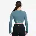 Nike Camiseta Pro Df 365 Crop Manga Larga Mujer Azul Talla L