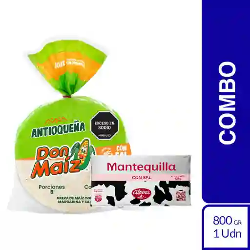 Combo Arepa Antioqueña Don Maiz + Mantequilla Con Sal Alpina