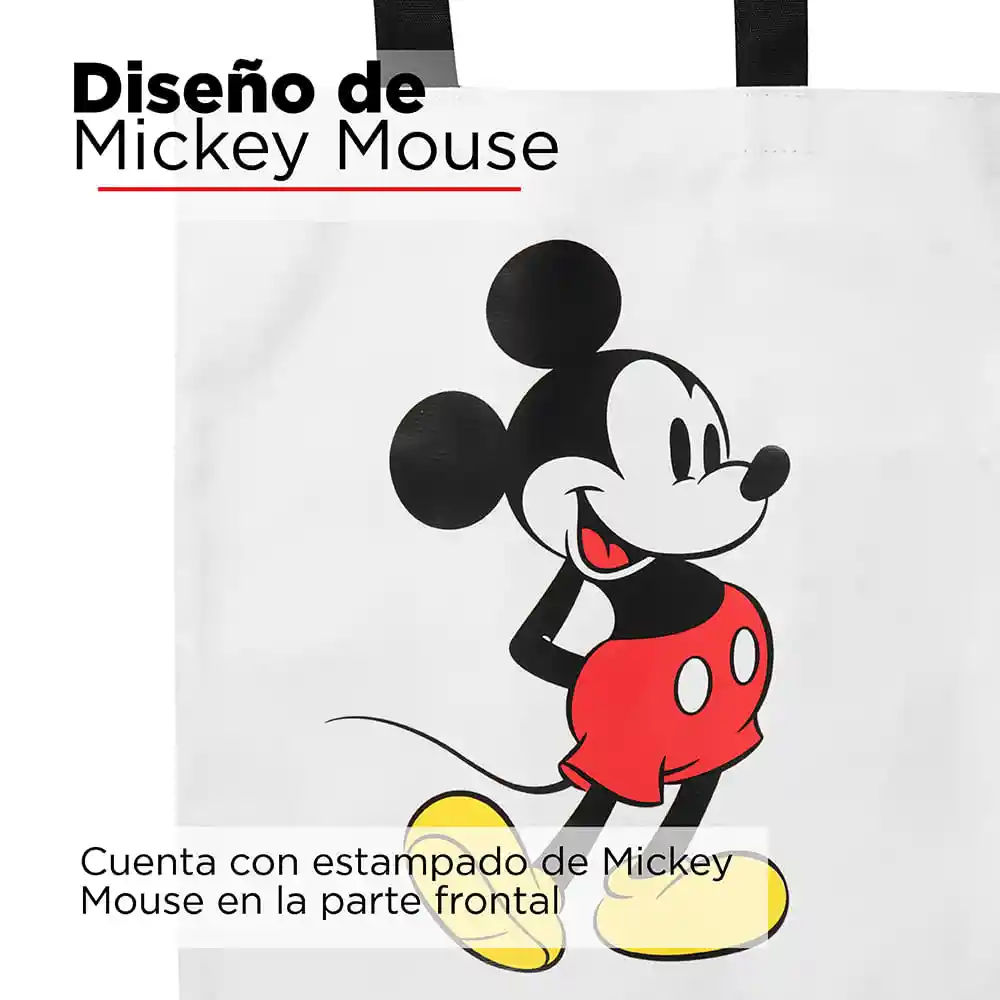 Miniso Bolsa Para Compras Mickey Mouse Mediana Blanca