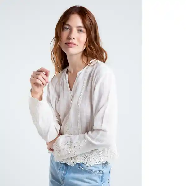  Camisa Karim Mujer Crudo Marfil Claro Talla M Naf-Naf 