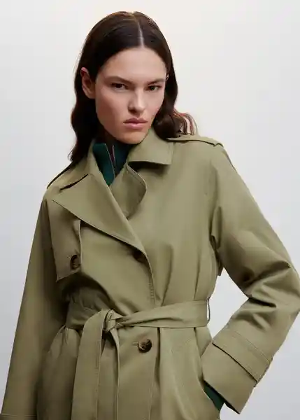 Abrigo Trench Angela Khaki Talla 26 Mujer Mango
