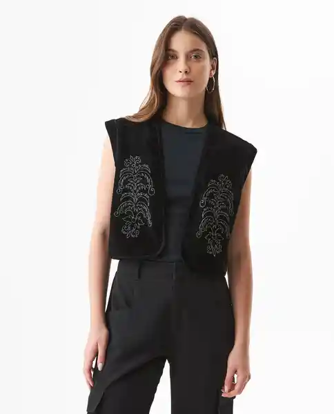 Chaleco Embroidered Denim Negro Sombrio Ultraoscuro S Chevignon