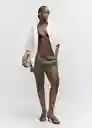 Short Linen Khaki Talla L Mujer Mango