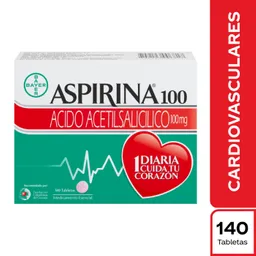 Aspirina 100 mg Ácido Acetilsalicílico Caja x 140 tab