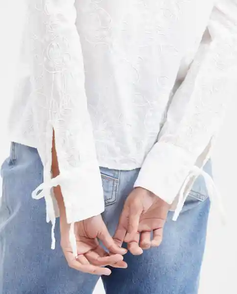 Camisa Eyelet Longsleeve Femenino Blanco 0 Claro T S Chevignon