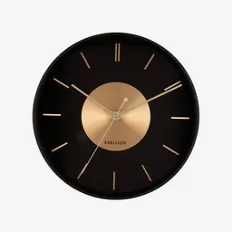 Present Time Reloj Pared Disco Negro / Dorado