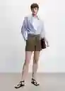 Short Linen Khaki Talla L Mujer Mango
