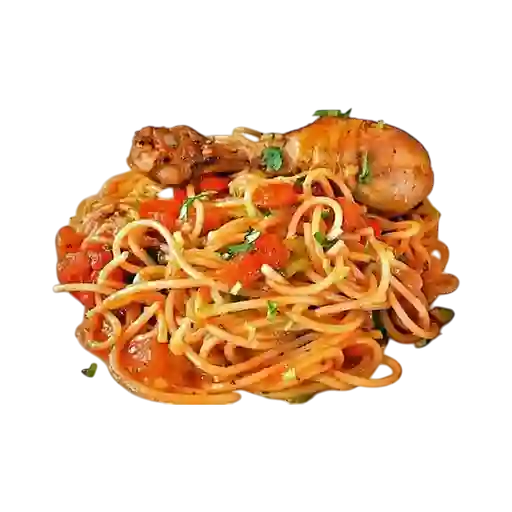 Espagueti con Pernil de Pollo