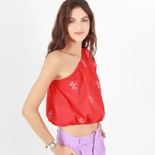 Blusa Cuello Asimétrico Manga Corta Rojo Talla L 696470