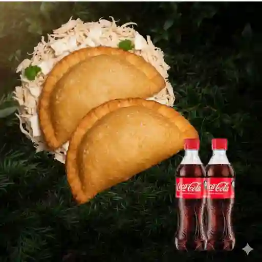 2 Empanadas pollo queso + 2 gaseosas