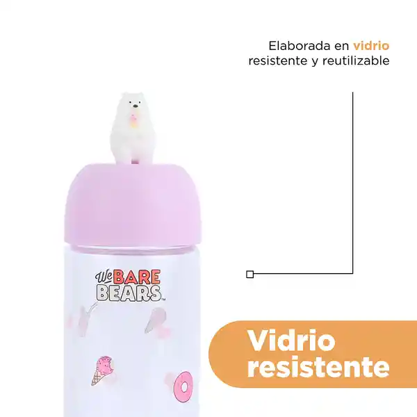 Botilito de Vidrio Osos Escandaloso Oso Polar Rosa 5.0 Miniso