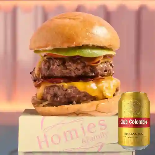 Combo Doble Epic Burger + Club Colombia Dorada 355 ml