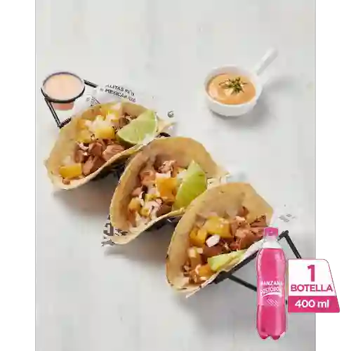 Combo Tacos Al Pastor + Postobón Manzana 400 ml