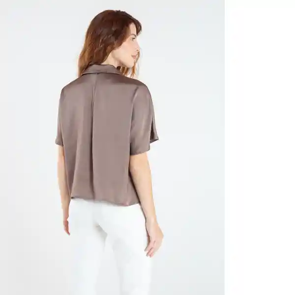  Camisa Peralpes Mujer Gris Nogal Oscuro Talla L Naf-Naf 