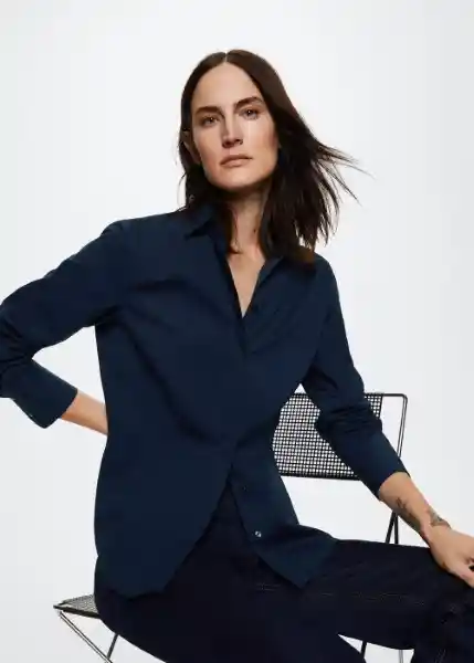 Camisa Sofia Navy Talla S Mujer Mango