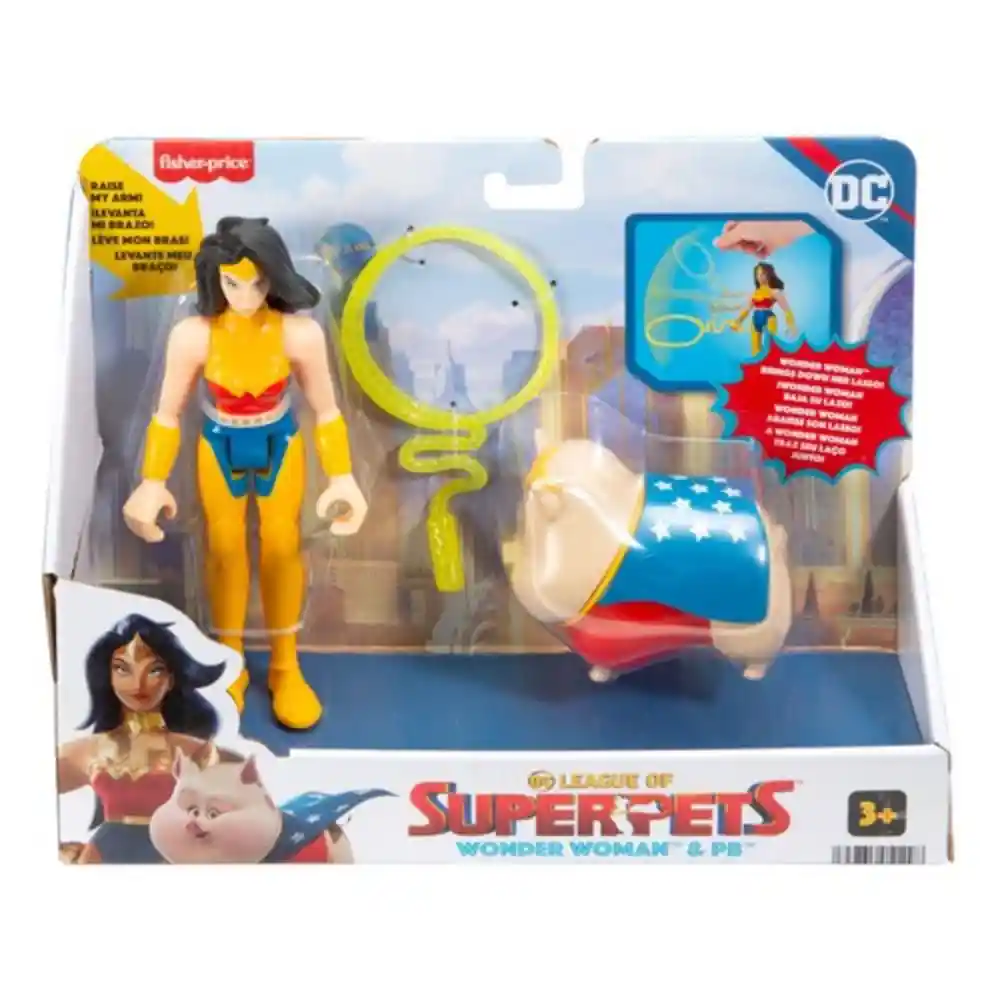 DC Set Figuras League of Superpets Mujer Maravilla & Pb HGL04