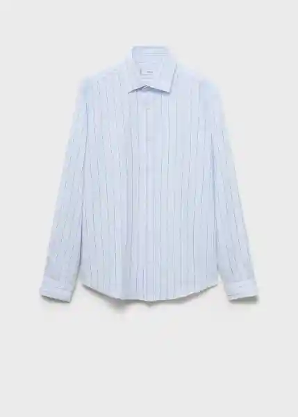 Camisa Rug Celeste Talla M Hombre Mango