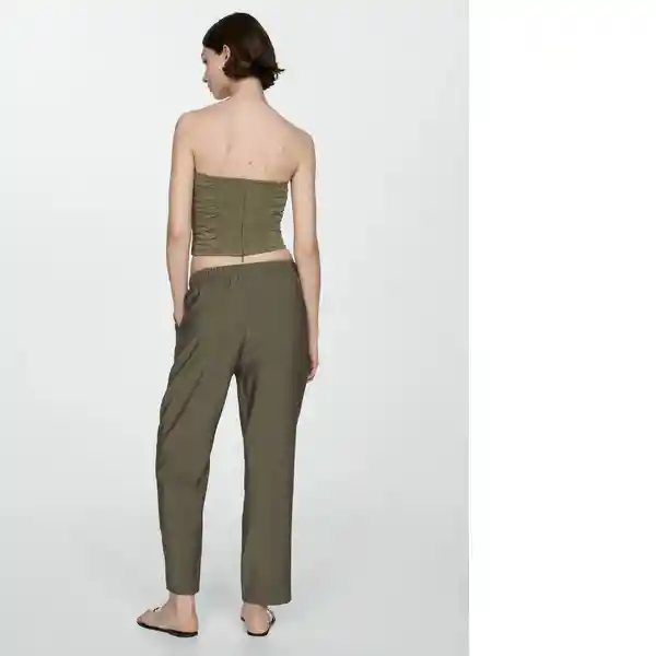 Pantalón Fluido Khaki Talla Xs Mujer Mango