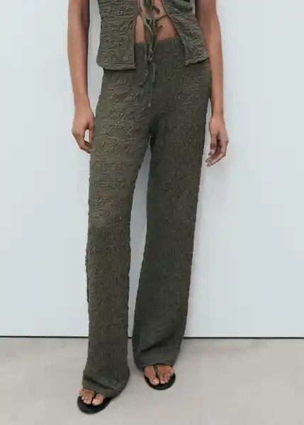 Pantalón Verdi Khaki Talla XS Mujer Mango