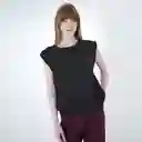 Blusa Manga Rodada Escote Redondo Negro M Fuera de Serie