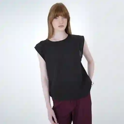 Blusa Manga Rodada Escote Redondo Negro M Fuera de Serie