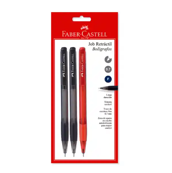 Bolígrafo Prime Retráctil Negros y Rojo Faber-Castell