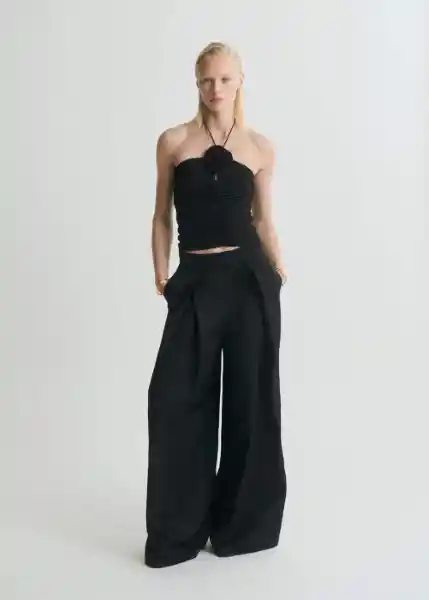 Top Sage Negro Talla S Mujer Mango