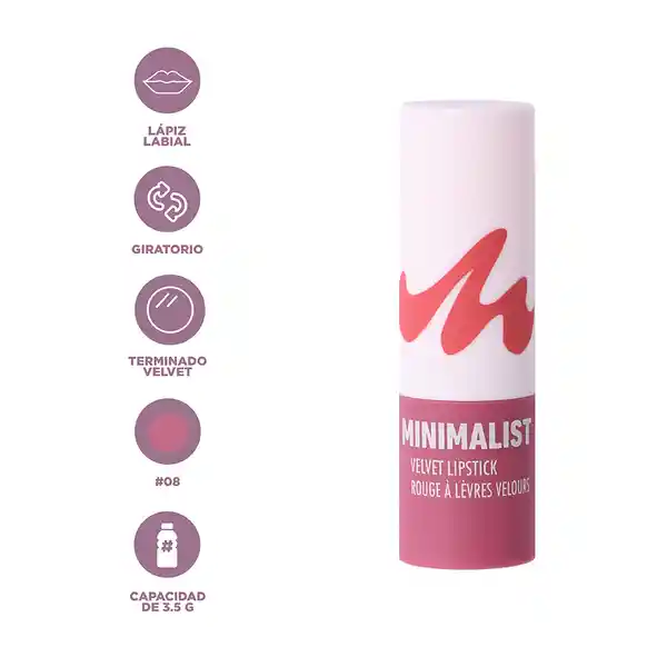 Lápiz Labial Velvet Serie Minimalist Serie 08 Miniso