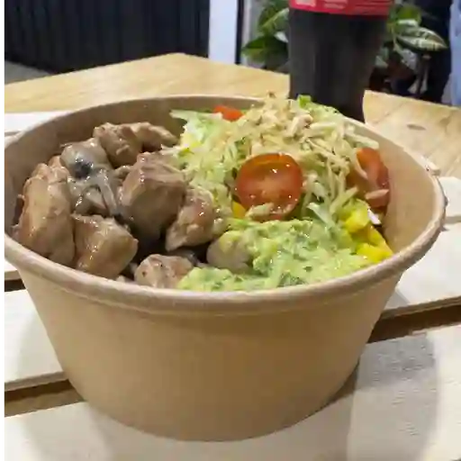 Bowl arroz, cerdo con champiñones