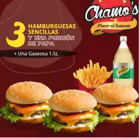 Mega Combo 3 Hamburguesas Sencillas