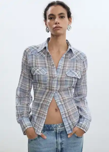 Camisa South Azul Talla L Mujer Mango