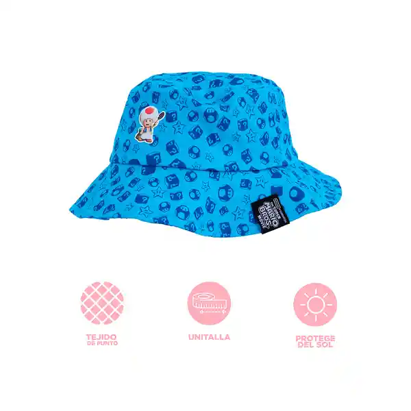 Sombrero Bucket Super Mario Bros Azul Miniso