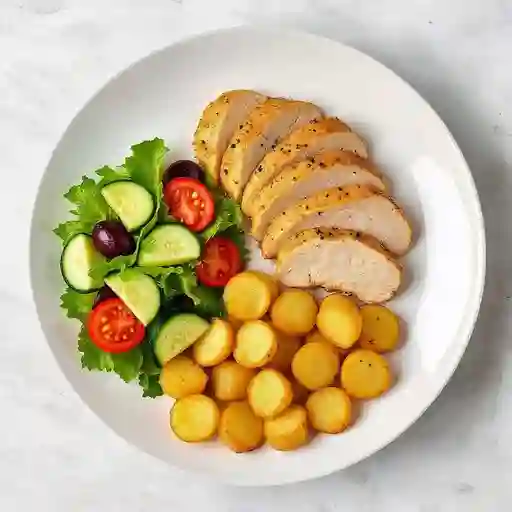 Pechuga más Papas y Ensalada