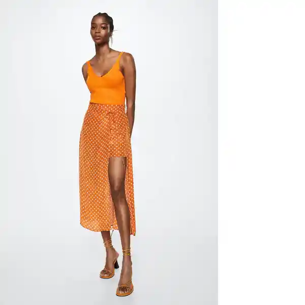 Falda Galla Marron Talla L Mujer Mango