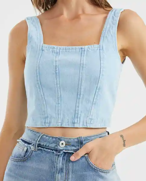 Camisa Msdenim Corset Top Azul Firmamento Claro T.L Chevignon