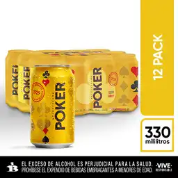 Poker Cerveza Tipo Lager en Lata por 12 Unidades