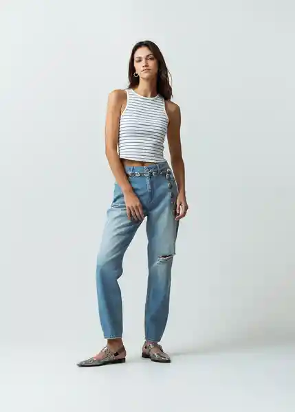 Camiseta Mujer Crudo Preteñido Talla M Naf Naf