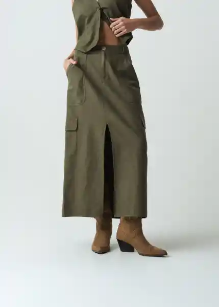 Falda Lili Verde Galeras Ultraoscuro Talla 6 442G380 Naf Naf