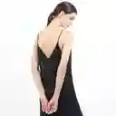 Vestido Cuello V Manga Sisa Negro Talla M 581523