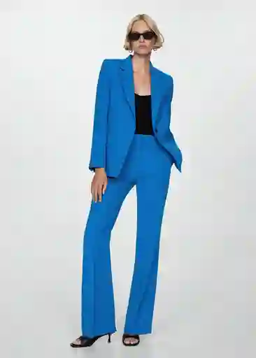 Blazer Americana Iguana Azul Talla XS Mujer Mango