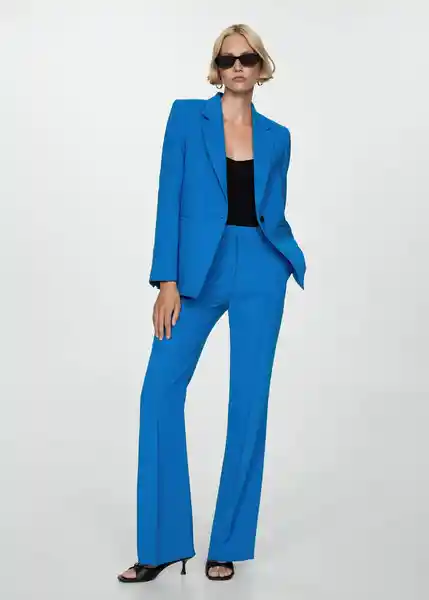 Blazer Americana Iguana Azul Talla XS Mujer Mango