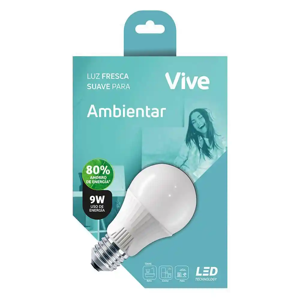 Vive Bombillo LED Ambientar 9W Luz Blanca