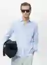 Camisa Soller Celeste Talla M Hombre Mango